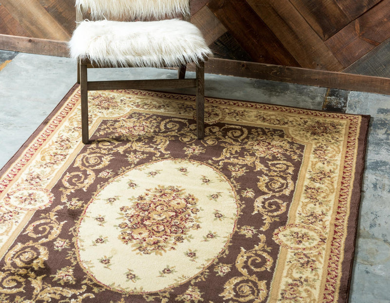 Versailles Elegance Collection Area Rug - Saint-Cloud Rectangle Brown lifestyle 5