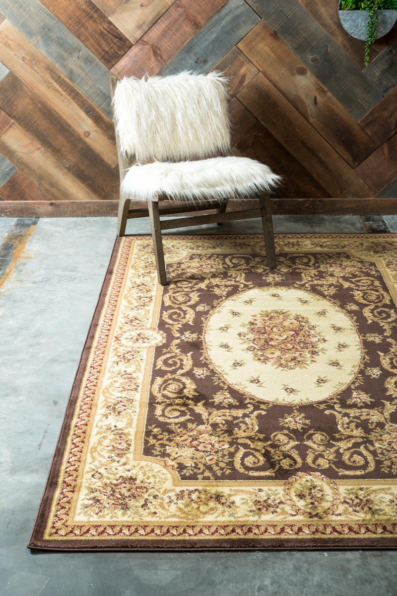 Versailles Elegance Collection Area Rug - Saint-Cloud Rectangle Brown lifestyle 7