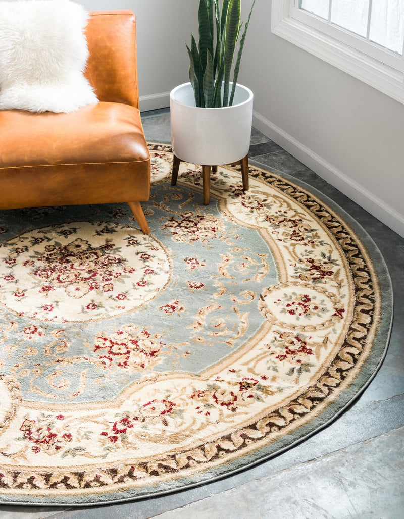 Versailles Elegance Collection Area Rug - Bellevue Round Light Blue lifestyle 74