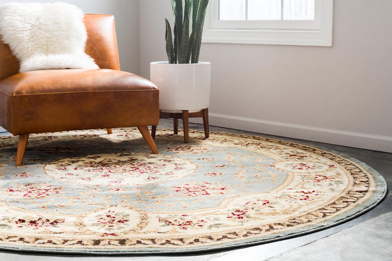 Versailles Elegance Collection Area Rug - Bellevue Round Light Blue lifestyle 96