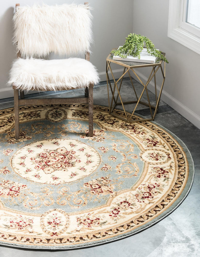 Versailles Elegance Collection Area Rug - Bellevue Round Light Blue lifestyle 75