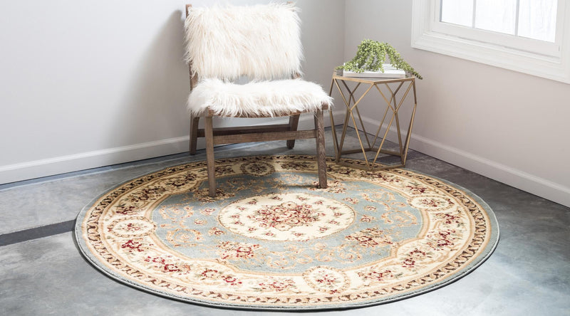 Versailles Elegance Collection Area Rug - Bellevue Round Light Blue lifestyle 90