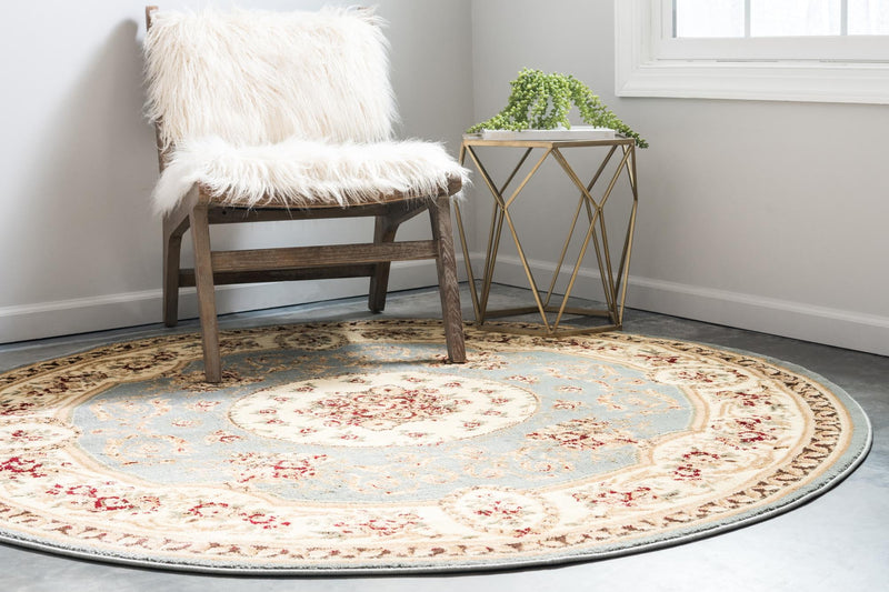 Versailles Elegance Collection Area Rug - Bellevue Round Light Blue lifestyle 97