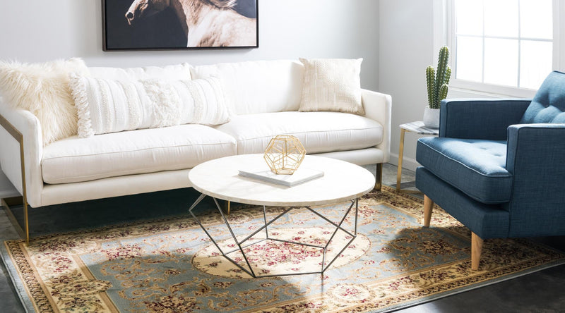 Versailles Elegance Collection Area Rug - Bellevue Rectangle Light Blue lifestyle 12