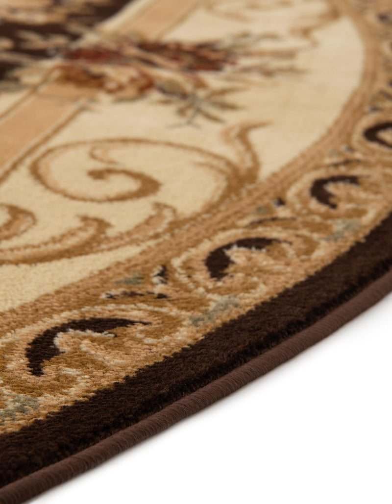 Versailles Elegance Collection Area Rug - Louveciennes (Brown) Round Brown lifestyle 36