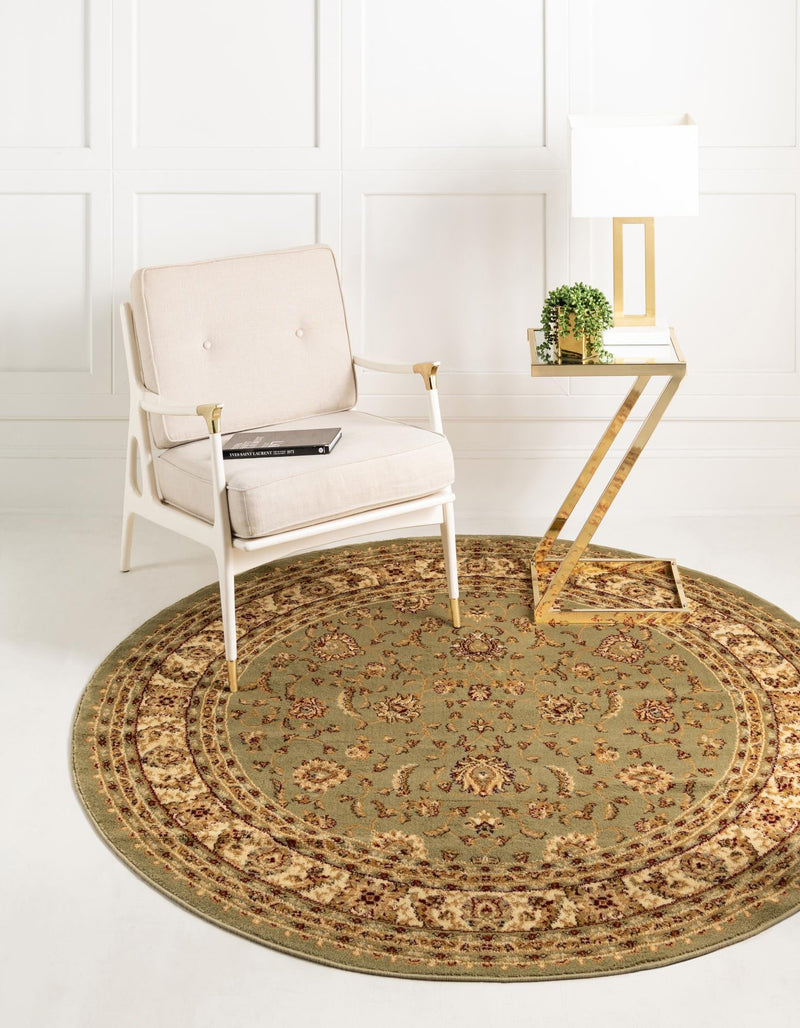 Jaipur Elegance Collection Area Rug - Nahargarh (Grass Green) Round Grass Green lifestyle 2