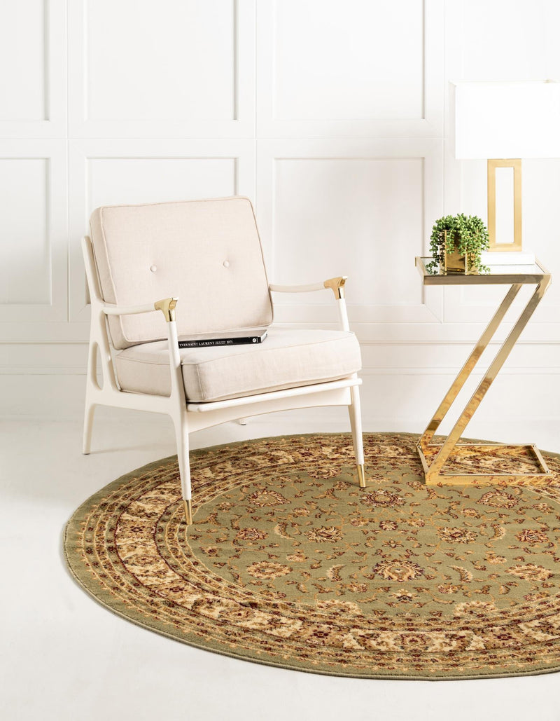 Jaipur Elegance Collection Area Rug - Nahargarh (Grass Green) Round Grass Green lifestyle 3