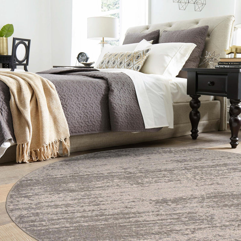 Studio Haven Collection Area Rug - Gallery (Gray) Round Gray lifestyle 81