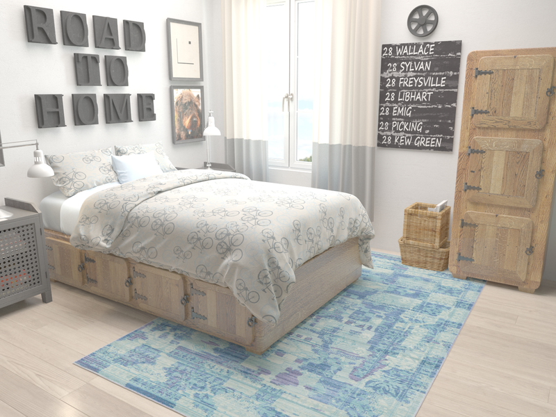 Lagoon Luxe Collection Area Rug - Nautical Rectangle Blue lifestyle 4