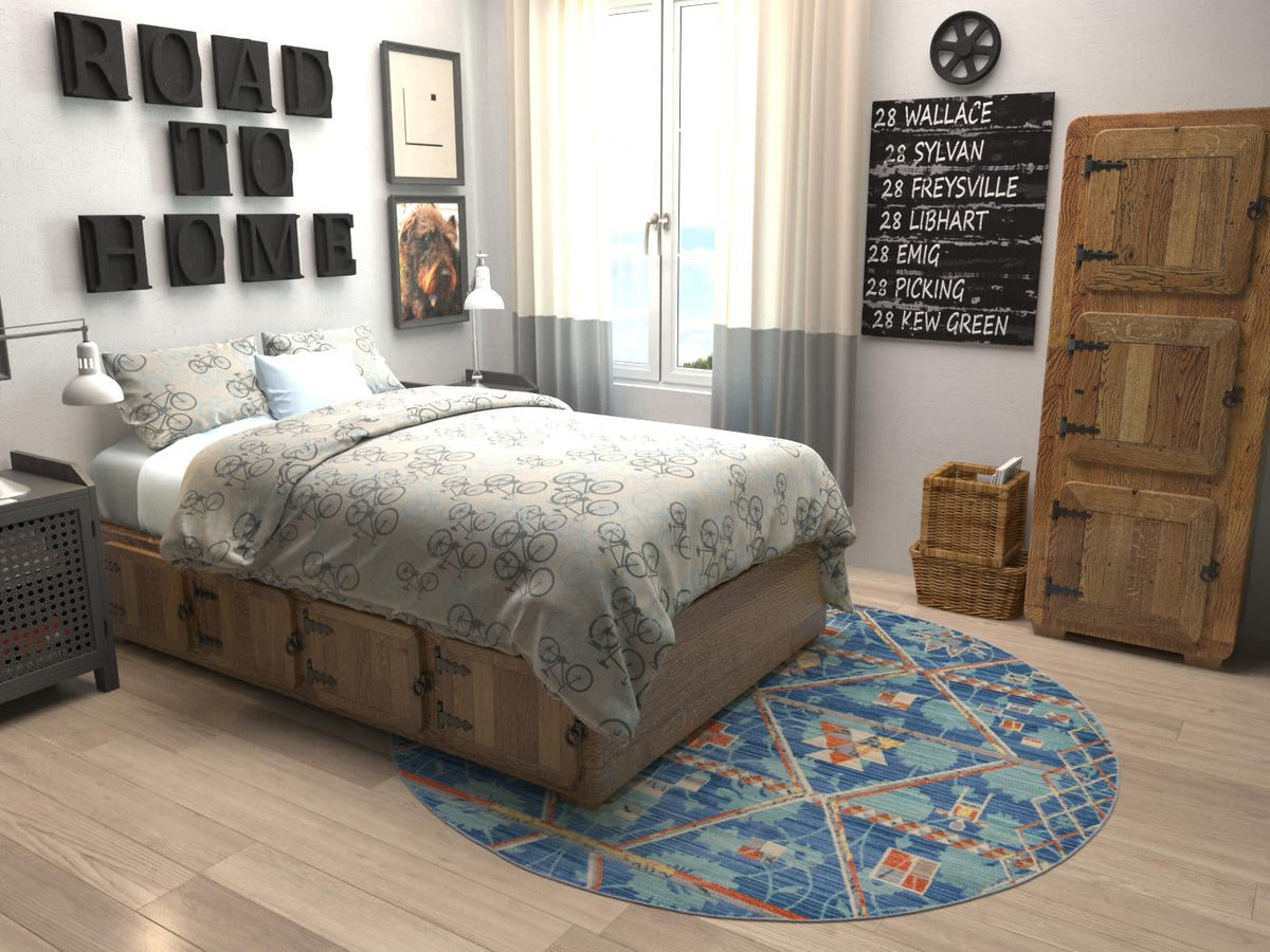 Lagoon Luxe Collection Area Rug - Anchorage Round Blue lifestyle 4