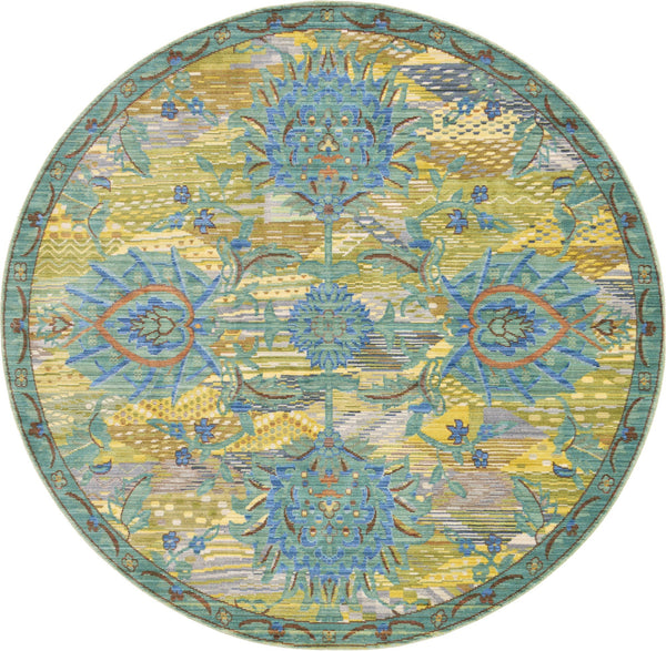 Lagoon Luxe Collection Area Rug - Wavecrest Round Green Main