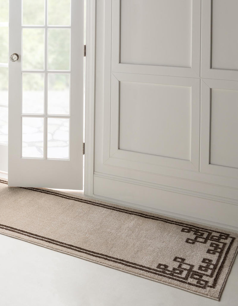 Aegean Labyrinth Collection Area Rug - Rhodes Runner Beige and Brown lifestyle 75