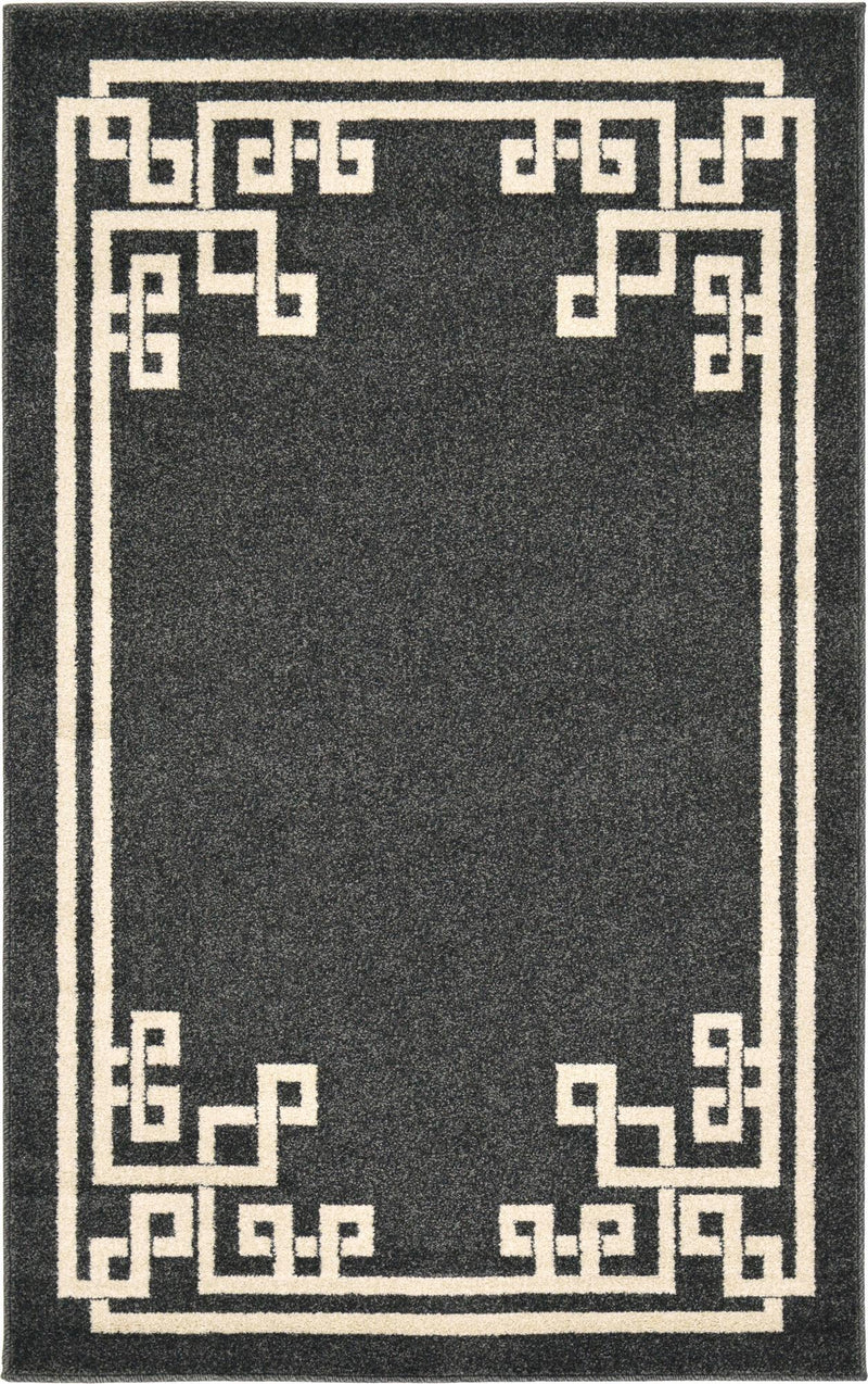 Aegean Labyrinth Collection Area Rug - Rhodes Rectangle Black lifestyle 2