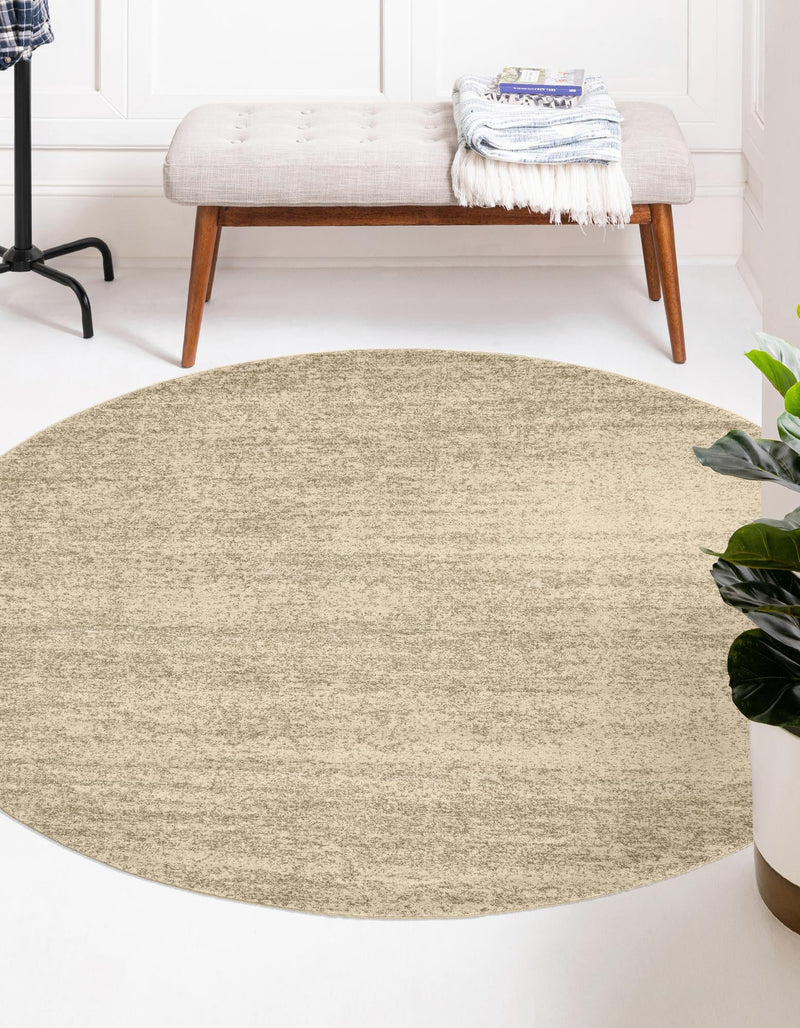 Studio Haven Collection Area Rug - Gallery (Bone Beige) Round Bone Beige lifestyle 31
