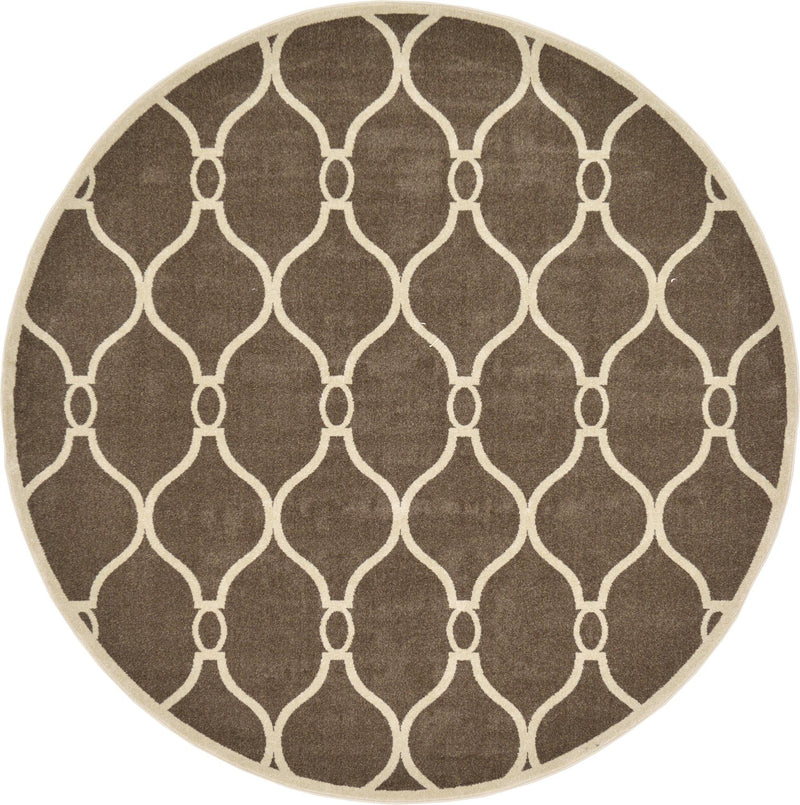 Lattice Gardens Collection Area Rug - Vinehaven Round Brown lifestyle 29