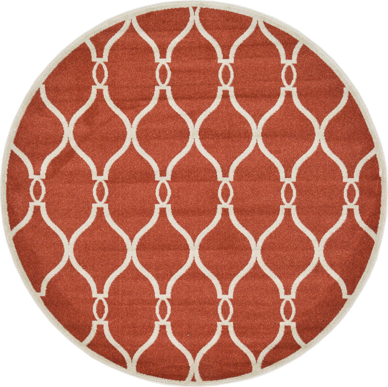Lattice Gardens Collection Area Rug - Vinehaven Round Terracotta lifestyle 30