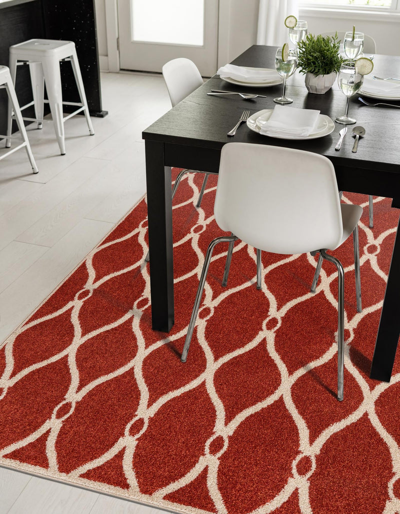 Lattice Gardens Collection Area Rug - Vinehaven Rectangle Terracotta lifestyle 15