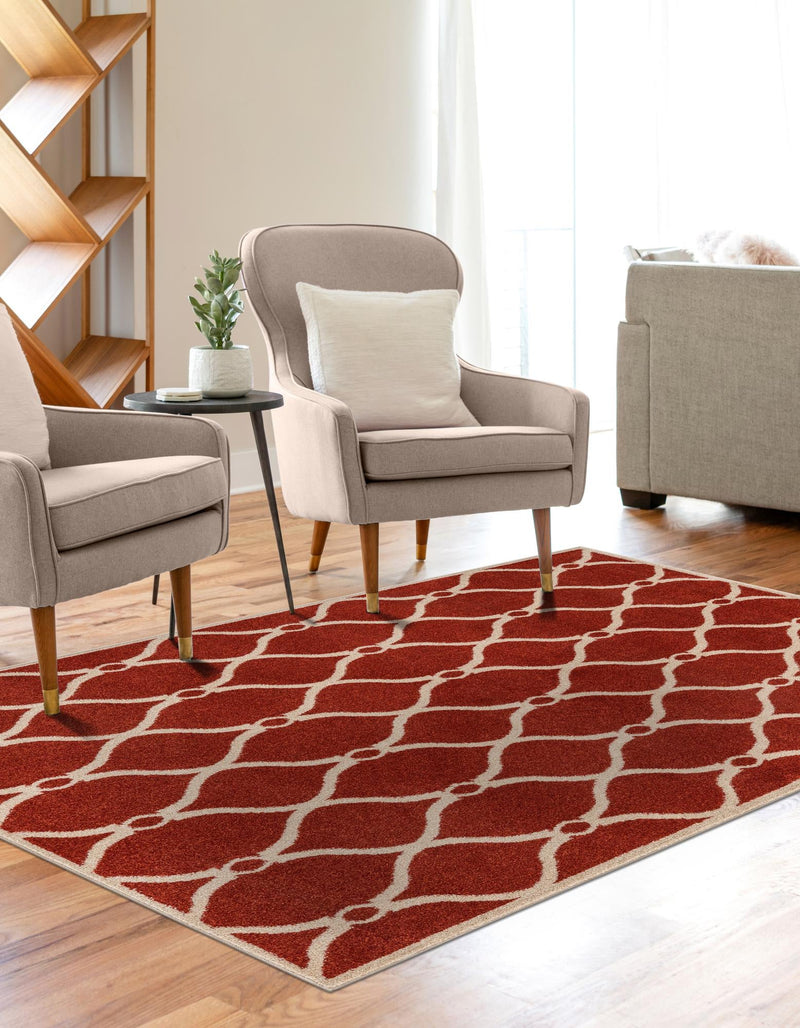 Lattice Gardens Collection Area Rug - Vinehaven Rectangle Terracotta lifestyle 20