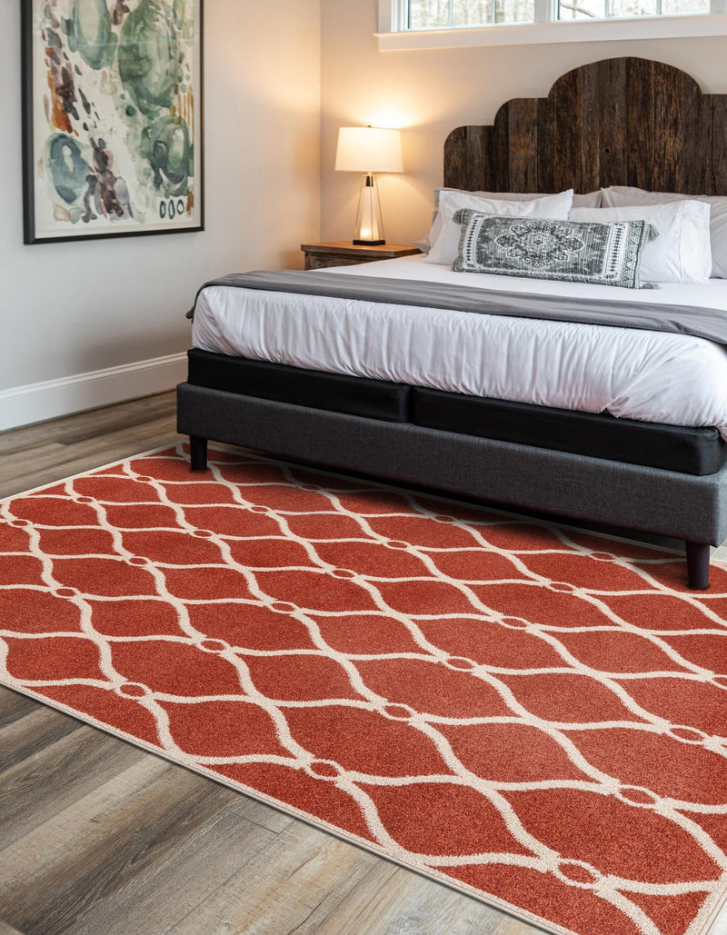 Lattice Gardens Collection Area Rug - Vinehaven Rectangle Terracotta lifestyle 25