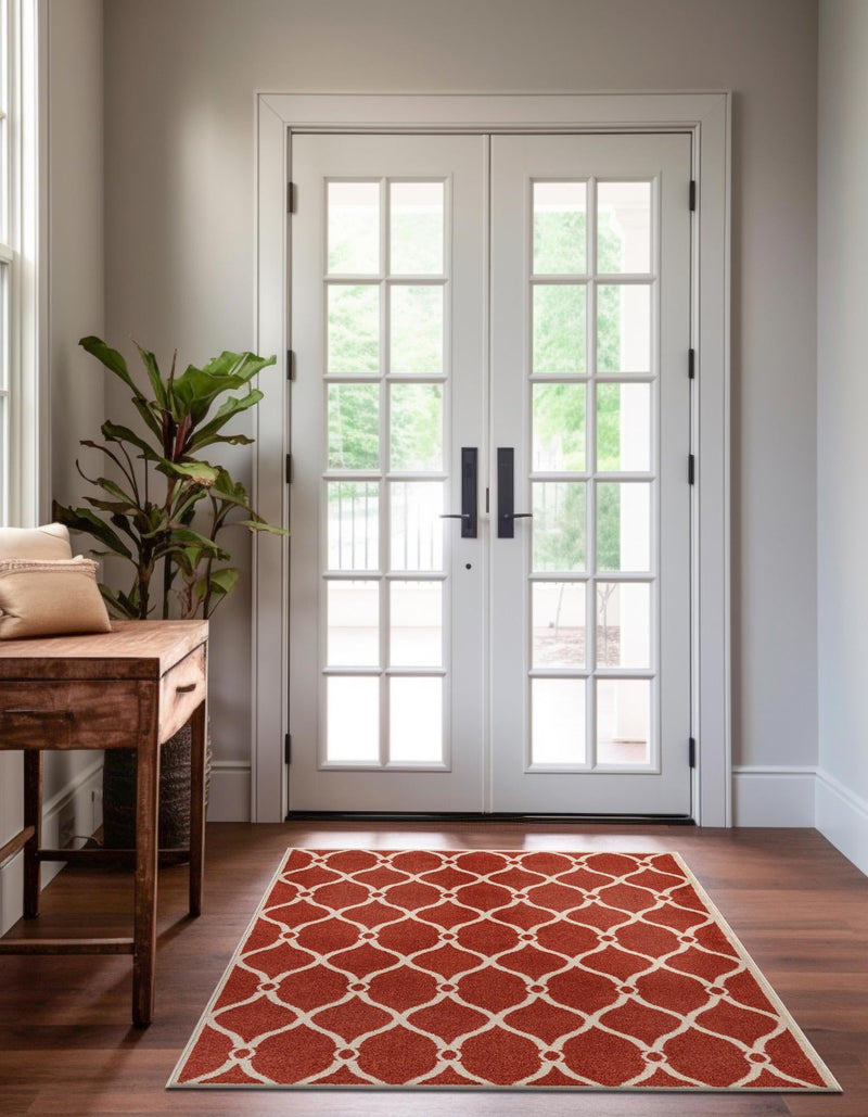 Lattice Gardens Collection Area Rug - Vinehaven Rectangle Terracotta lifestyle 35