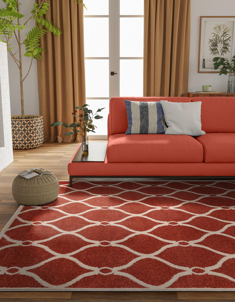 Lattice Gardens Collection Area Rug - Vinehaven Rectangle Terracotta lifestyle 40