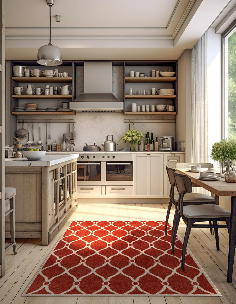 Lattice Gardens Collection Area Rug - Vinehaven Rectangle Terracotta lifestyle 47