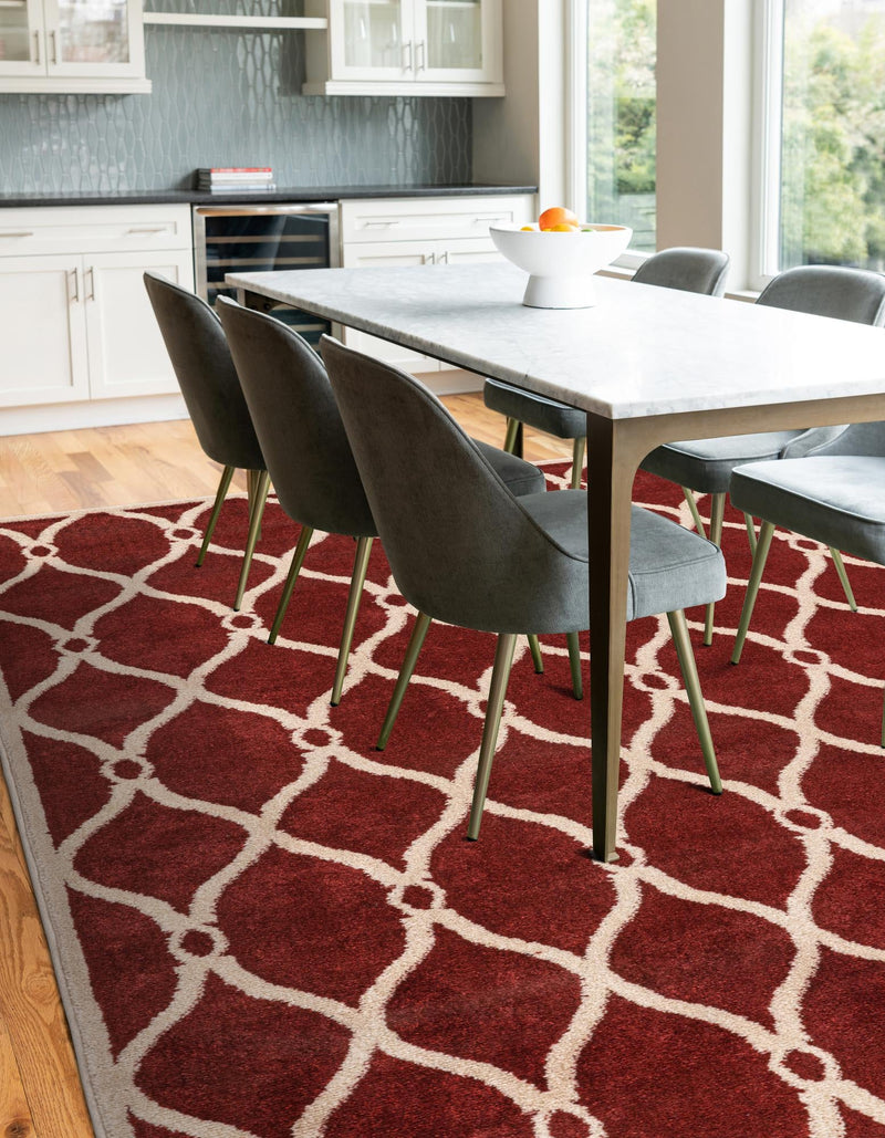 Lattice Gardens Collection Area Rug - Vinehaven Rectangle Red lifestyle 7