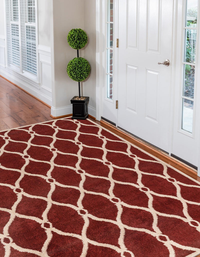 Lattice Gardens Collection Area Rug - Vinehaven Rectangle Red lifestyle 9