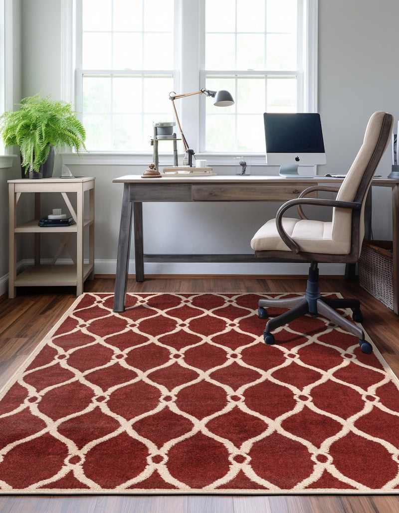 Lattice Gardens Collection Area Rug - Vinehaven Rectangle Red lifestyle 15