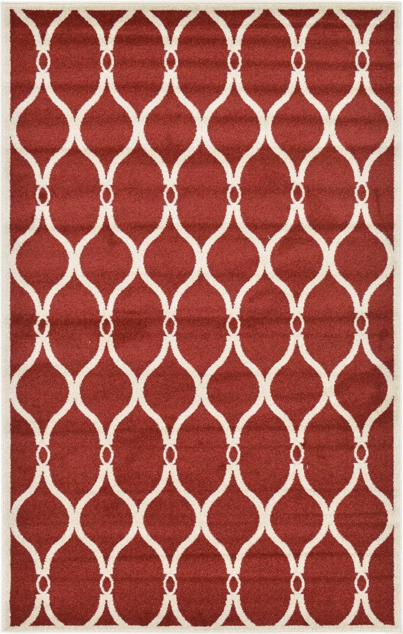 Lattice Gardens Collection Area Rug - Vinehaven Rectangle Red lifestyle 3