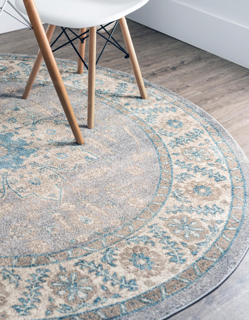 Salzburg Elegance Collection Area Rug - Getreidegasse Round Gray lifestyle 29