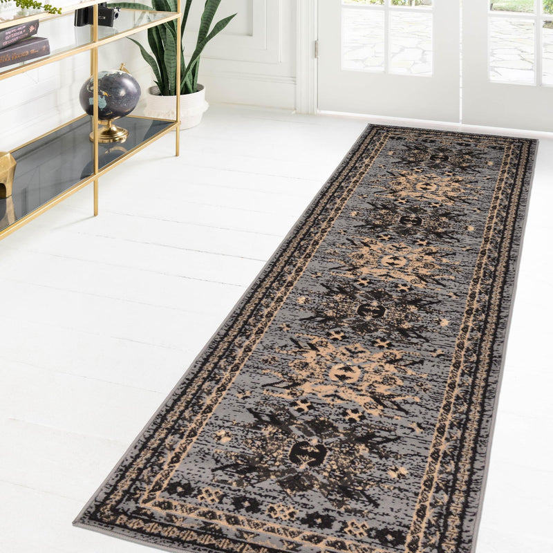 Tabriz Tapestries Collection Area Rug - Azerbaijan (Gray) Runner Gray lifestyle 68