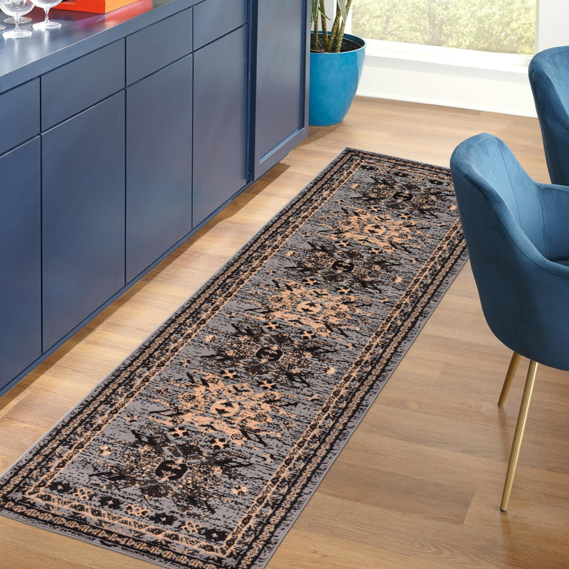Tabriz Tapestries Collection Area Rug - Azerbaijan (Gray) Runner Gray lifestyle 72