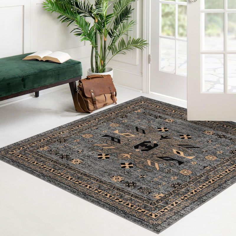 Tabriz Tapestries Collection Area Rug - Azerbaijan (Gray) Square Gray lifestyle 75