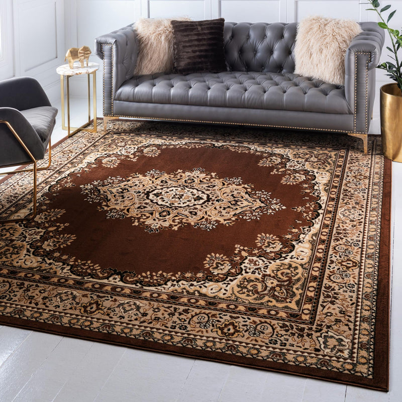 Tabriz Tapestry Collection Area Rug - Azerbaijan (Brown) Square Brown lifestyle 20