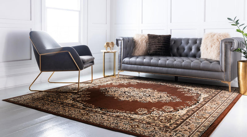 Tabriz Tapestry Collection Area Rug - Azerbaijan (Brown) Square Brown lifestyle 24