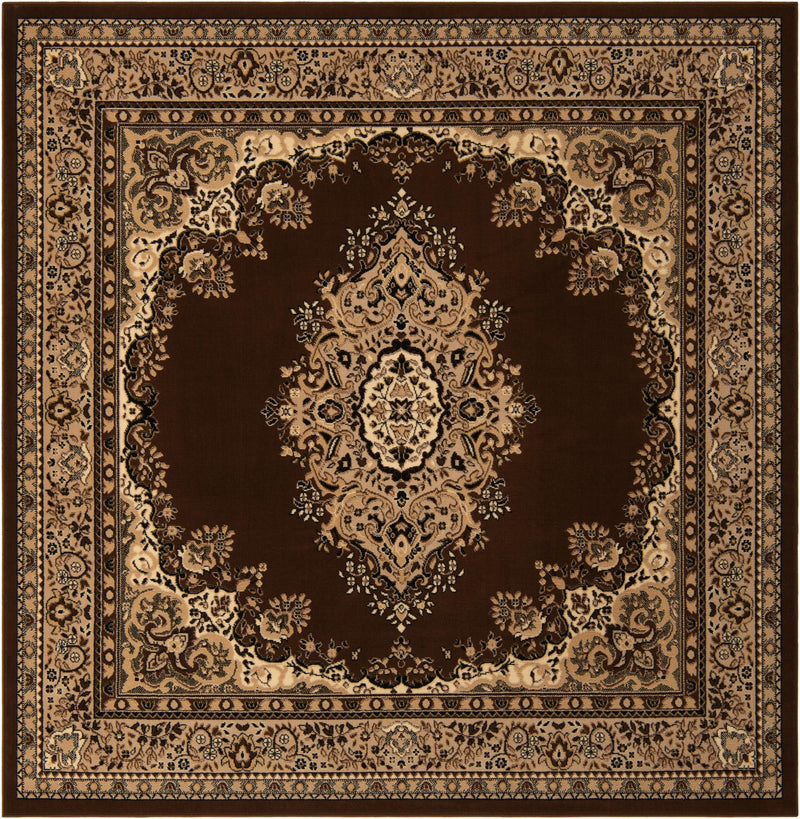 Tabriz Tapestry Collection Area Rug - Azerbaijan (Brown) Square Brown lifestyle 17