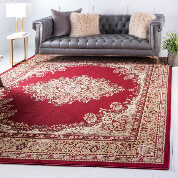 Tabriz Tapestry Collection Area Rug - Azerbaijan (Burgundy) Square Burgundy lifestyle 25