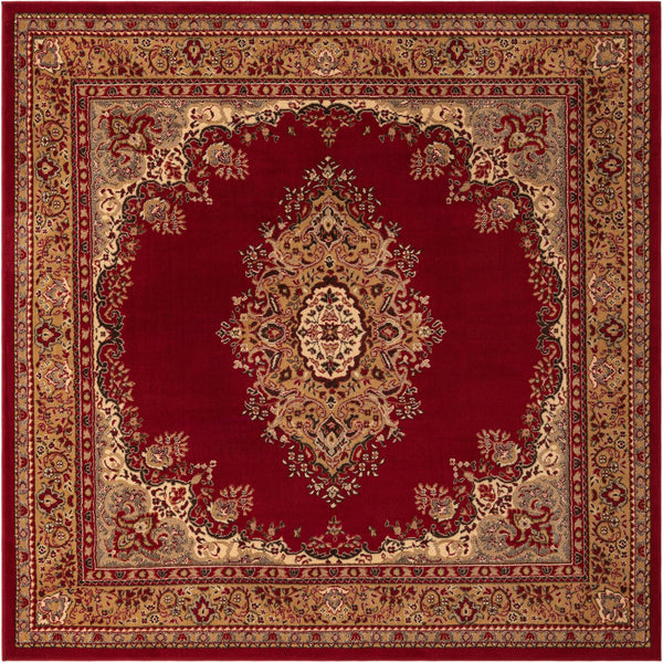 Tabriz Tapestry Collection Area Rug - Azerbaijan (Burgundy) Square Burgundy lifestyle 22