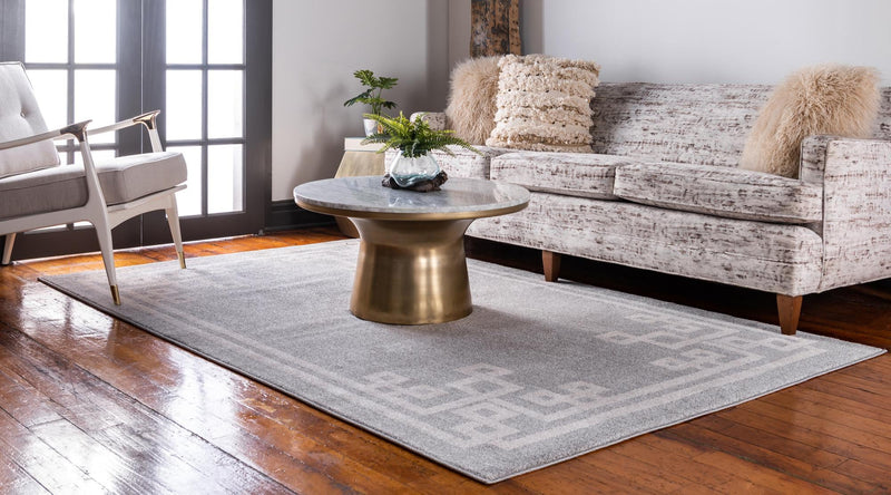 Aegean Labyrinth Collection Area Rug - Rhodes Rectangle Gray lifestyle 9