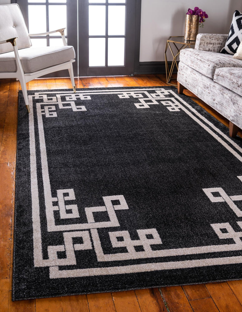 Aegean Labyrinth Collection Area Rug - Rhodes Rectangle Black lifestyle 5