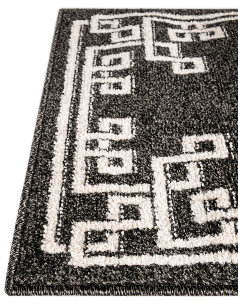 Aegean Labyrinth Collection Area Rug - Rhodes Rectangle Black lifestyle 20