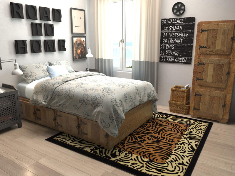 Savannah Sojourn Collection Area Rug - Kruger Square Light Brown lifestyle 14