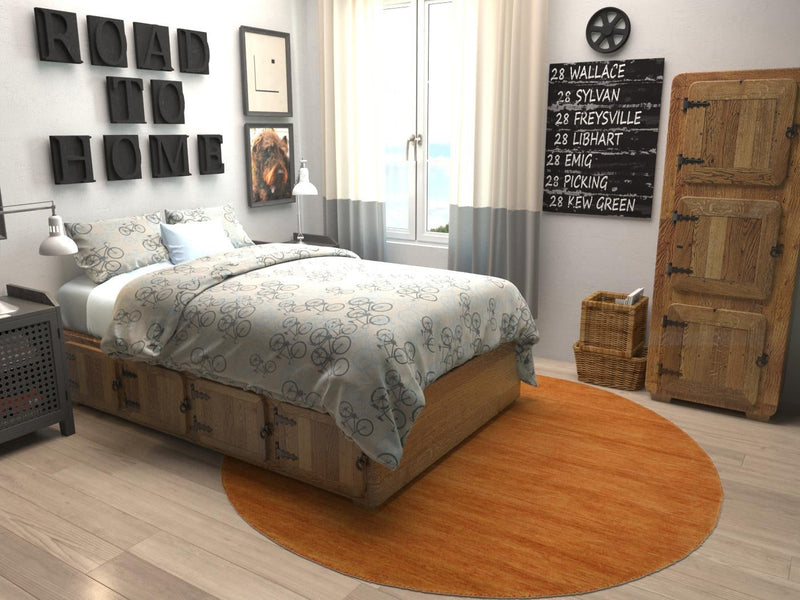 Tonal Oasis Collection Area Rug - Lenox (Orange) Round Orange lifestyle 7