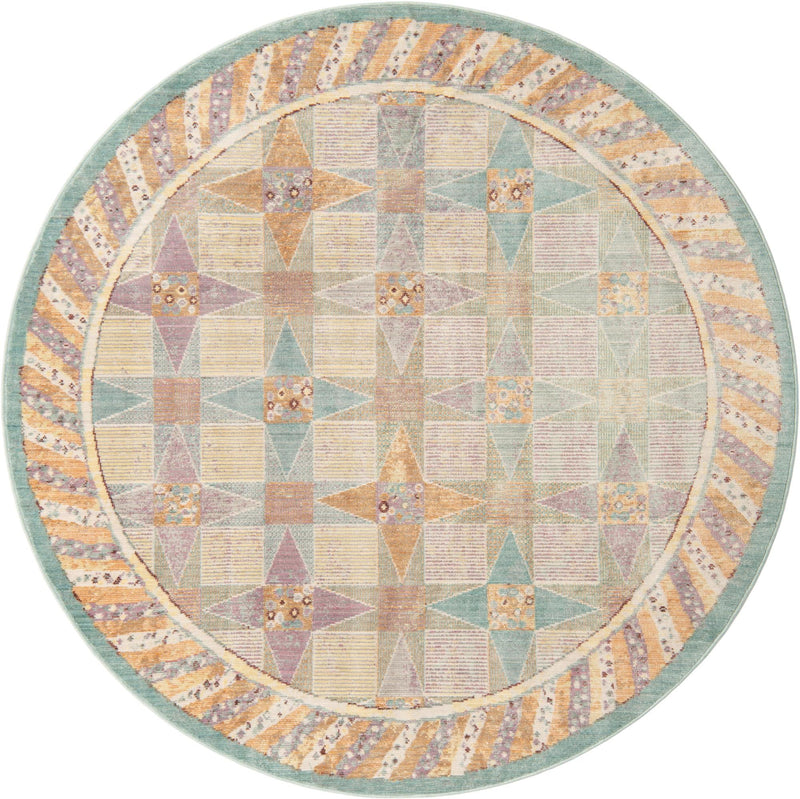 Lagoon Luxe Collection Area Rug - Mooring Round Multi lifestyle 12