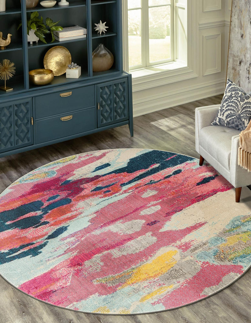 Marrakesh Elegance Collection Area Rug - Skhirat Round Pink lifestyle 30