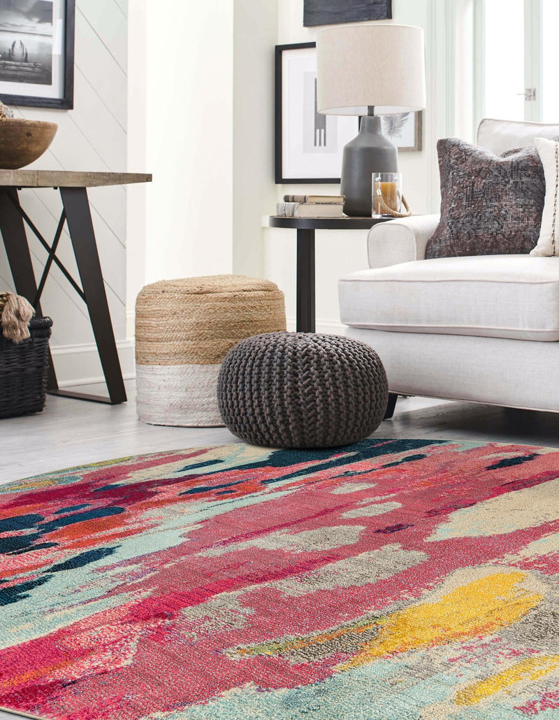 Marrakesh Elegance Collection Area Rug - Skhirat Round Pink lifestyle 34