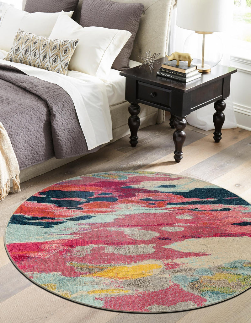 Marrakesh Elegance Collection Area Rug - Skhirat Round Pink lifestyle 42
