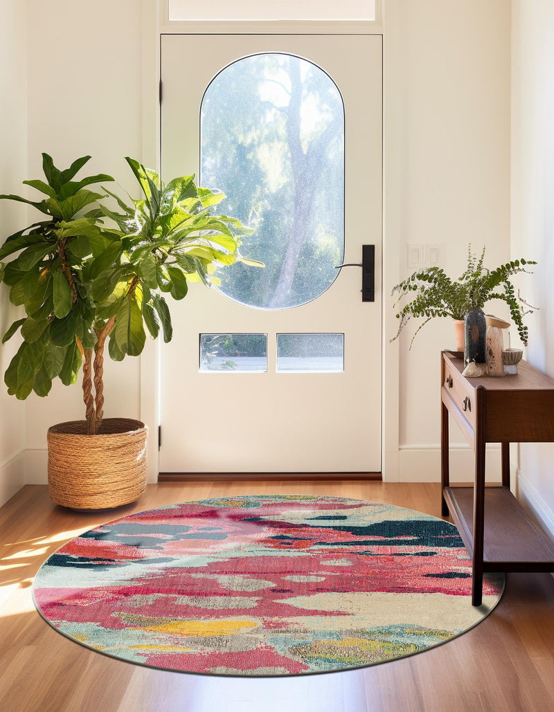 Marrakesh Elegance Collection Area Rug - Skhirat Round Pink lifestyle 46