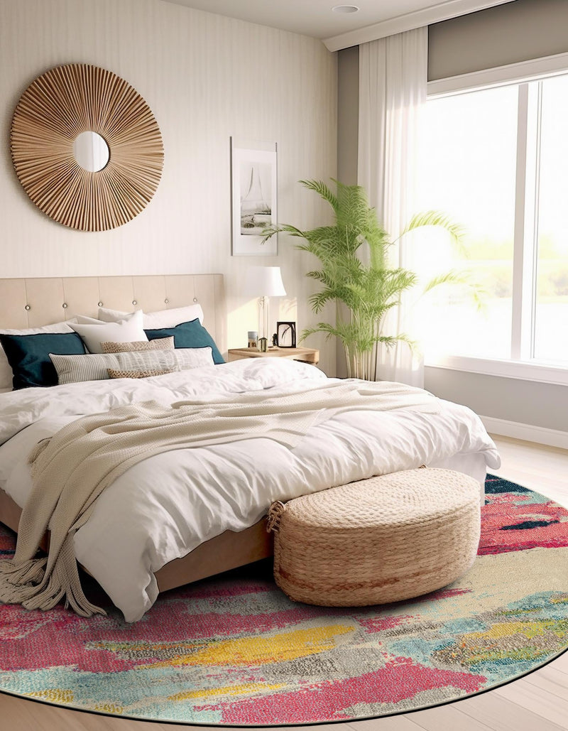 Marrakesh Elegance Collection Area Rug - Skhirat Round Pink lifestyle 53